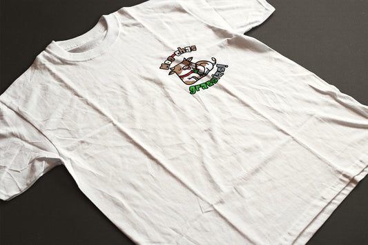 White Premium Cotton Round Neck Half Sleeve Printed T-shirt
